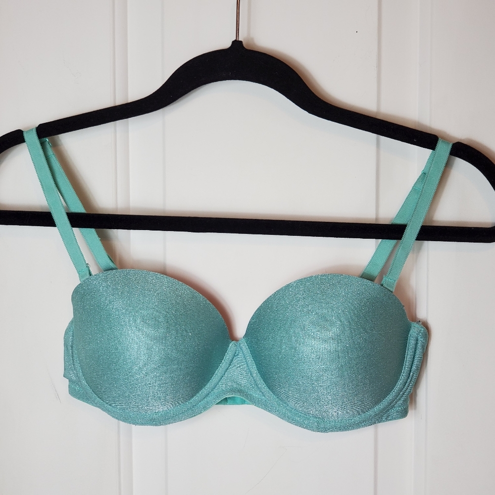 Victoria Secret padded Bra Light Blue glitter 34B